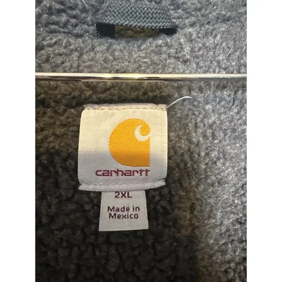 CARHARTT LOOSE FIT WASHED DUCK SHERPA-LINED MOCK-NECK VEST SIZE 2XL - Picture 9 of 11